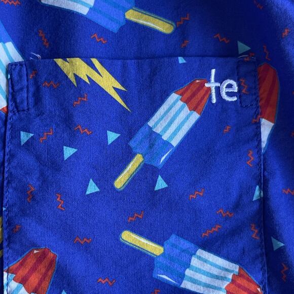 Tipsy Elves Shirt Mens Large Blue Bomb Pop Popsicle Lightning Novelty Button Up - Picture 5 of 11